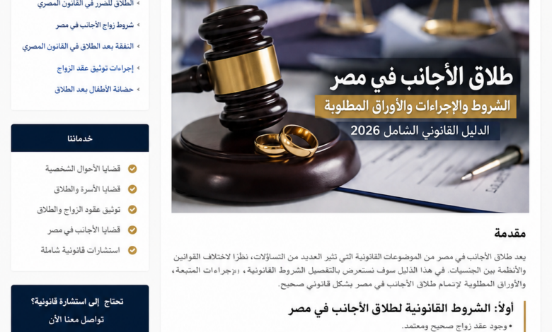 الشروط والإجراءات والأوراق المطلوبة لطلاق الأجانب في مصر