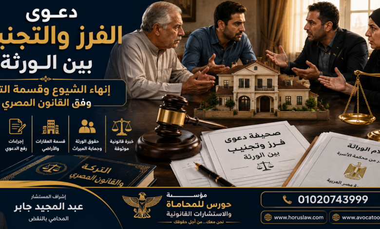 دعوى الفرز والتجنيب بين الورثة: الطريق القانوني لإنهاء الشيوع واستلام نصيبك الشرعي من التركة