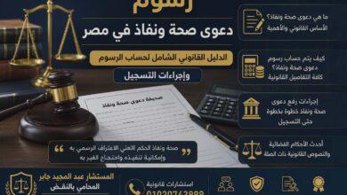 رسوم دعوي صحه ونفاذ في مصر