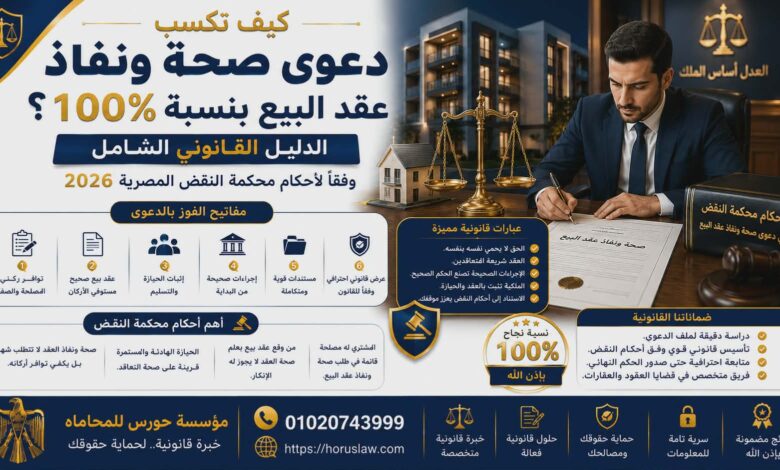 كيف تكسب دعوى صحة ونفاذ عقد البيع بنسبة 100%؟ الدليل القانوني الشامل وفقاً لأحكام محكمة النقض المصرية 2026