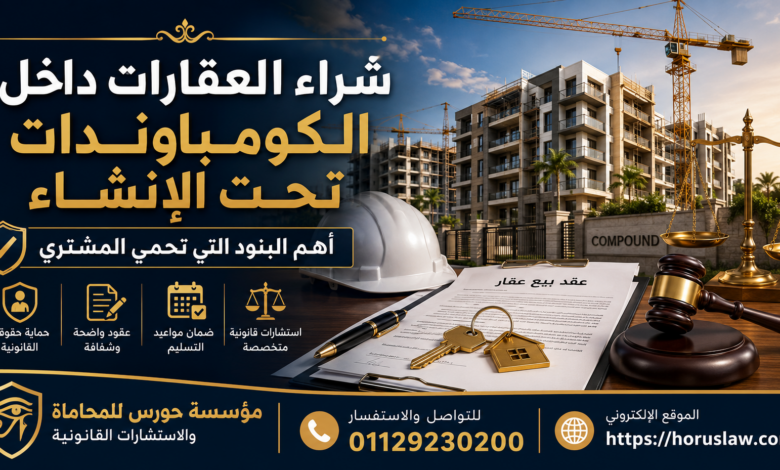 شراء العقارات داخل الكومباوندات تحت الإنشاء | أهم البنود التي تحمي المشتري في القانون المصري