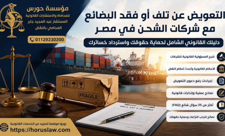 مسؤولية شركات الشحن عن تلف البضائع في القانون المصري | حقوق العملاء والتعويض وإجراءات التقاضي