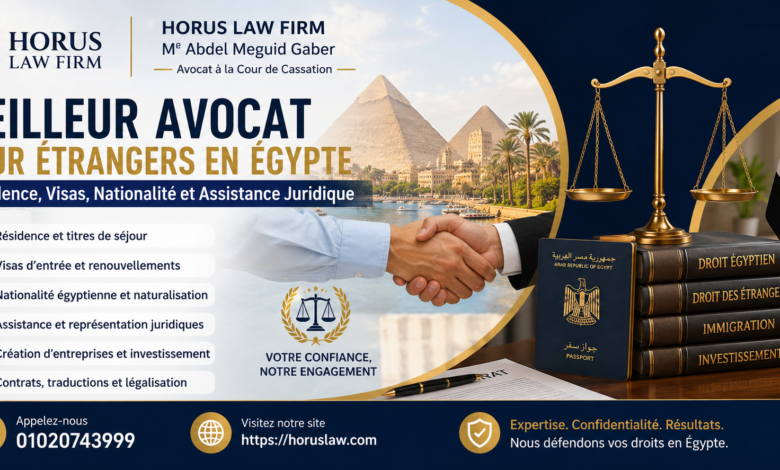 Meilleur avocat pour étrangers en Égypte | Résidence, visas, nationalité et assistance juridique